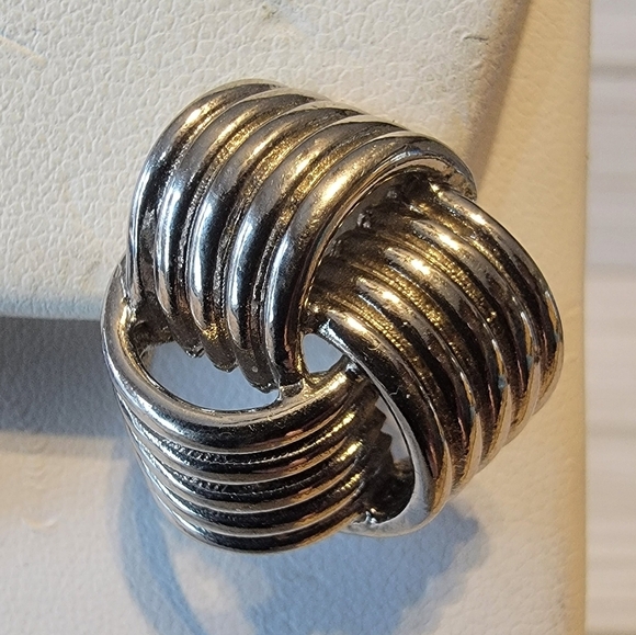 C4 Vintage Silver-tone Pierced Earrings - Picture 2 of 3